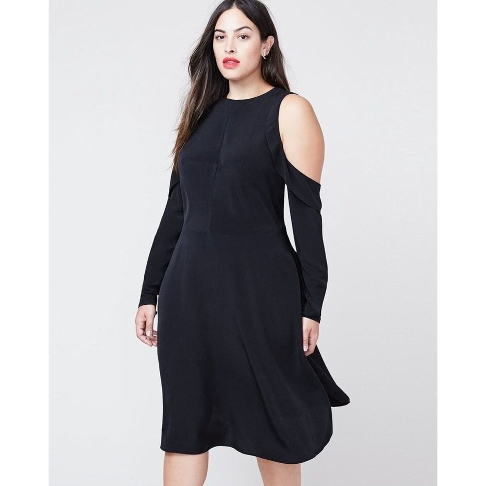 Rachel Roy Ruffle‎ Cold Shoulder Dress - Black Size 14 Retail $169
